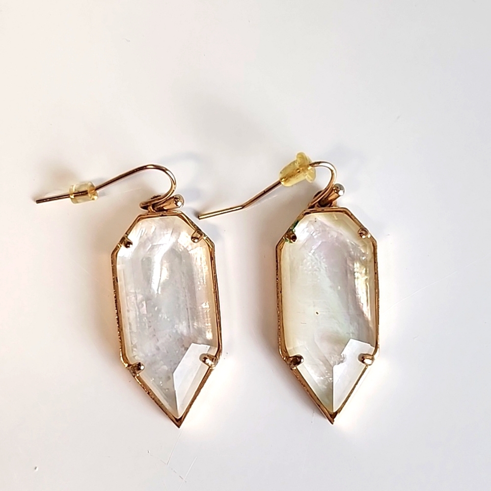 Palmer Rose Gold Pearl Quartz Kendra Scott earings